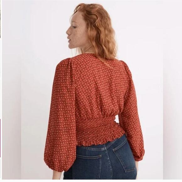 NWT! MADEWELL Julianne Smocked-Waist Top - Picture 5 of 14